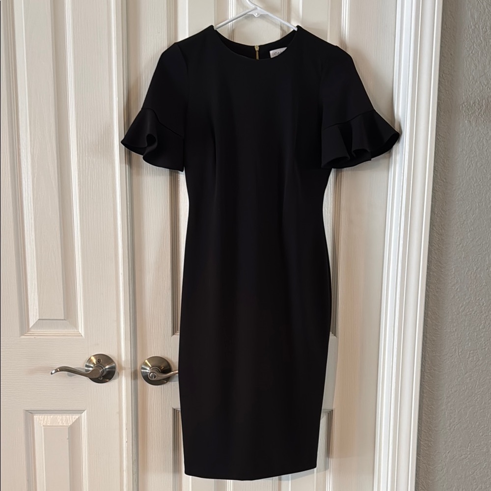 Elegant Black Ruffle Sleeve Dress